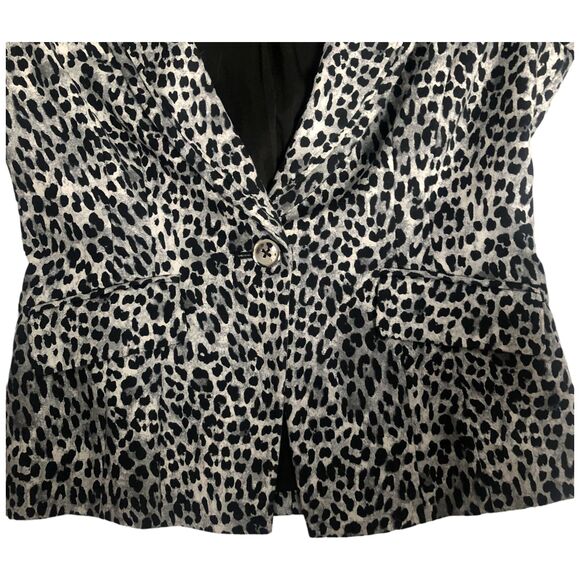 White House Black Market Black Gray Tailored Leopard Print Blazer Jacket Size 4 - Picture 15 of 16